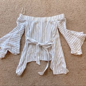 Essue Off Shoulder Tie Blouse